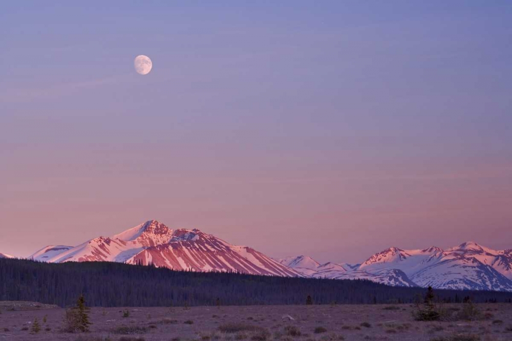 Canada, BC, Moonrise over mountains at sunset art print by Don Paulson for $57.95 CAD